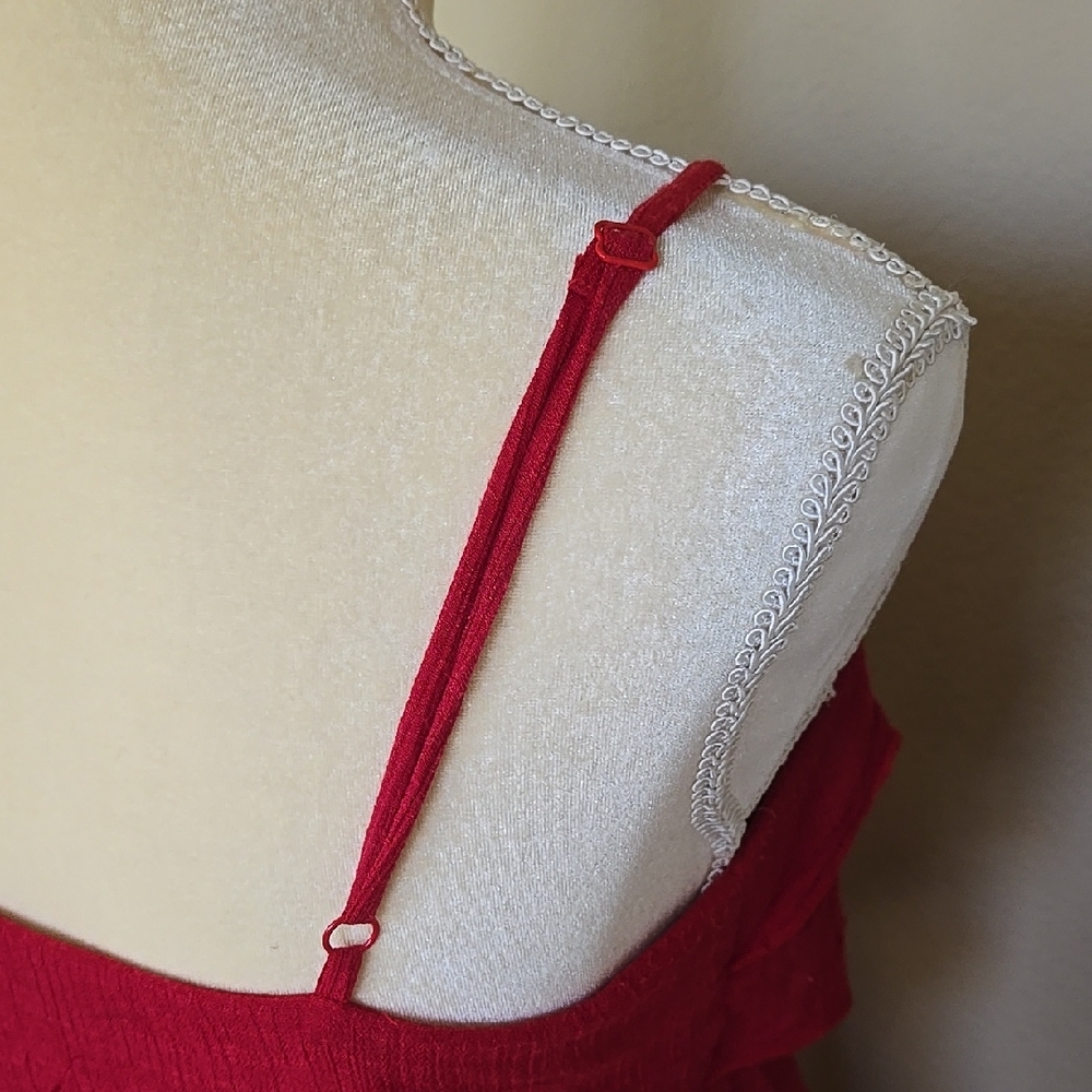 Red Ruffled Midi Sundress - Picture 5 of 7